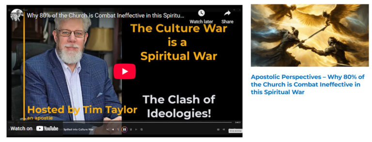 Tim Apostolic Perspectives in the culture war spiritual war
