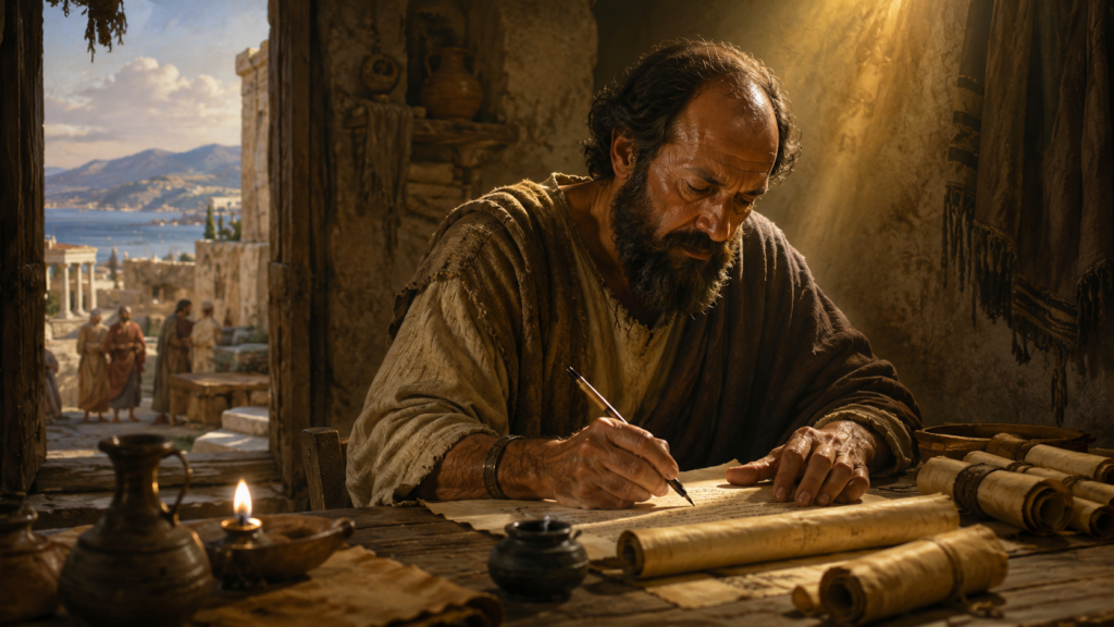 Apostle Paul writes 50 AD Chatgpt image