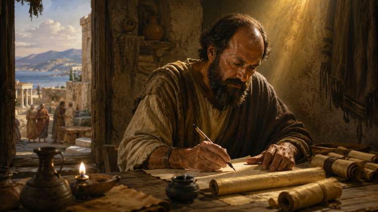 Apostle Paul writes 50 AD Chatgpt image