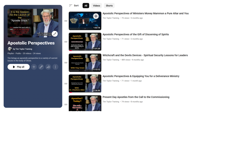 apostolic perspectives Youtube list