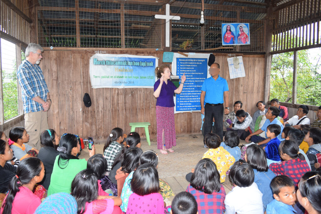 Brenda ministers at MT Horeb Prayer Center in 2019 Burma