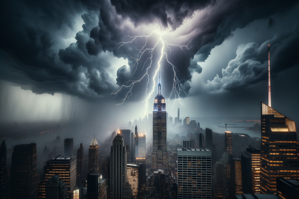 Ai generated image from Techsmith subscrp Empire State lightning