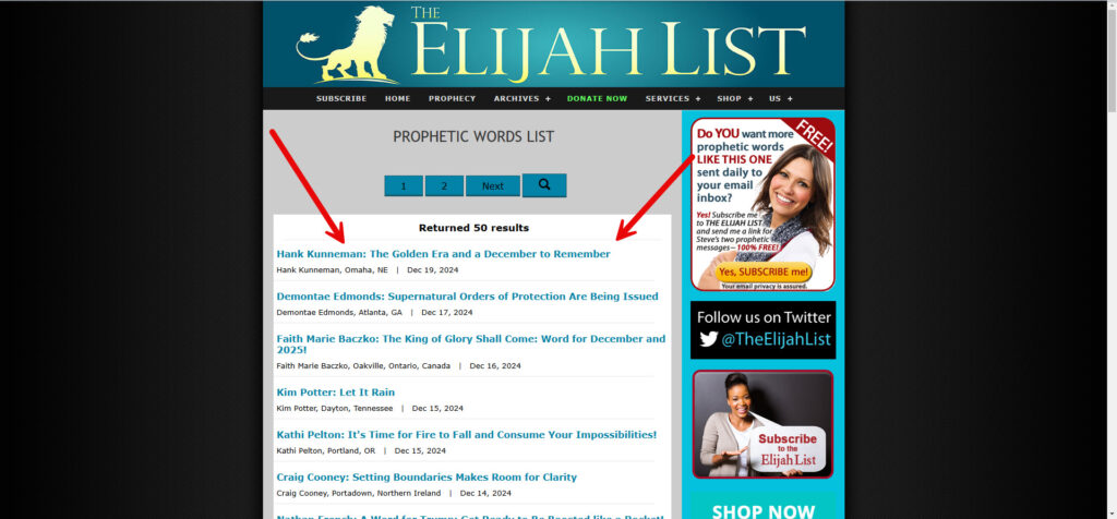 Elijah List Hank Kunneman Prophetic Word Dec 192024