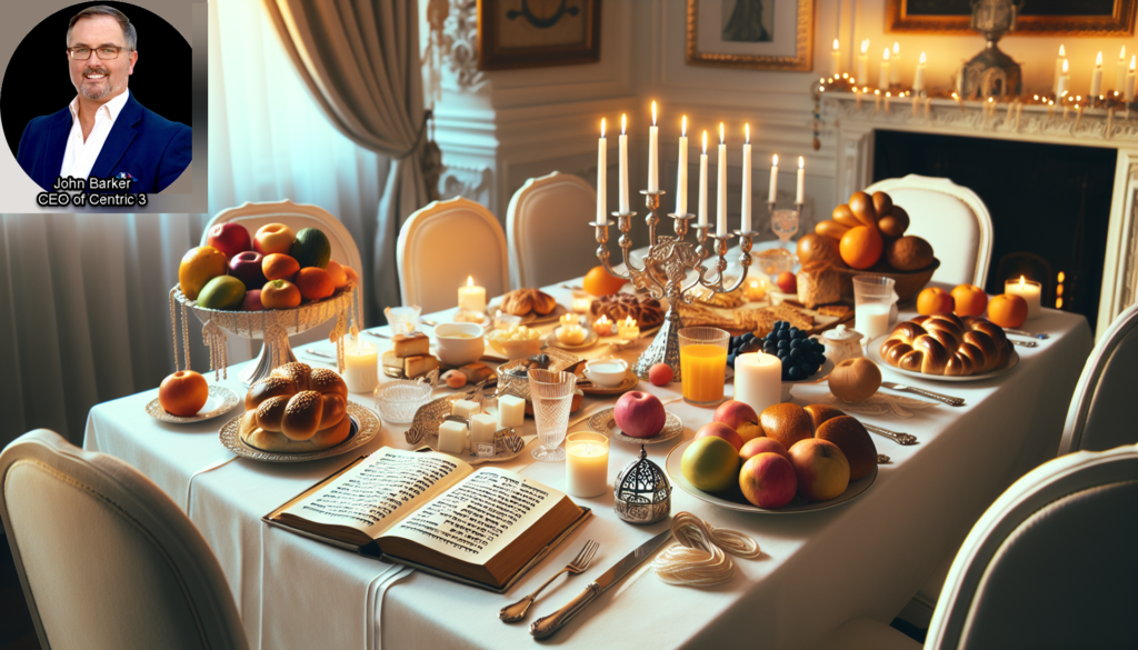 John Barker and shavout feast table Pentecost celebration