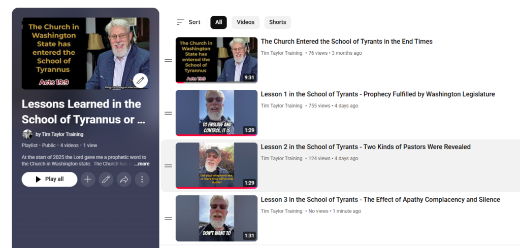 Lessons Learned in the school of Tyrants YouTube Playlist